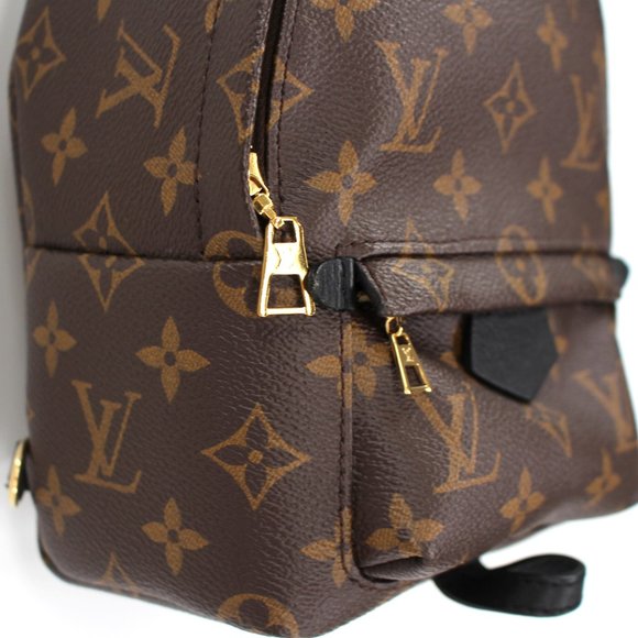 Louis Vuitton Monogram Palm Springs Mini Backpack Brown Black Cowhide Trim Bag - Picture 5 of 13